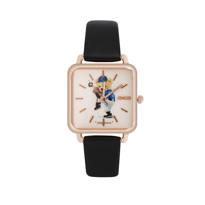 Simple Square Dial Cartoon Bear Watch Llz20007