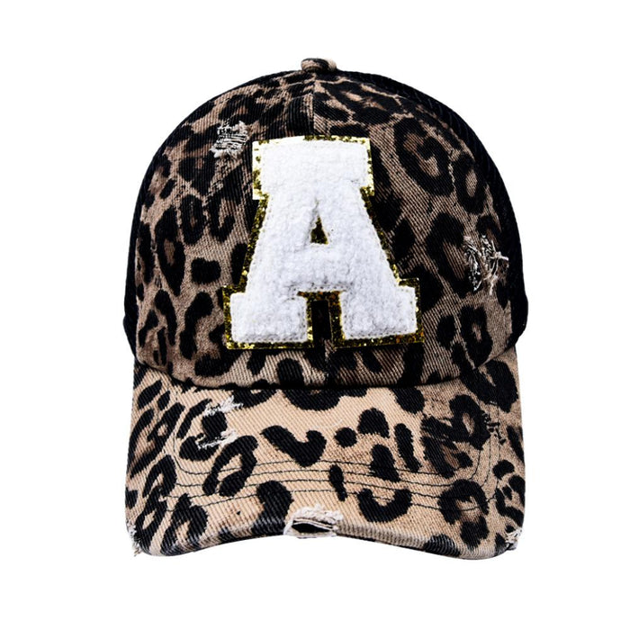 26 Letters Leopard Print Baseball Cap