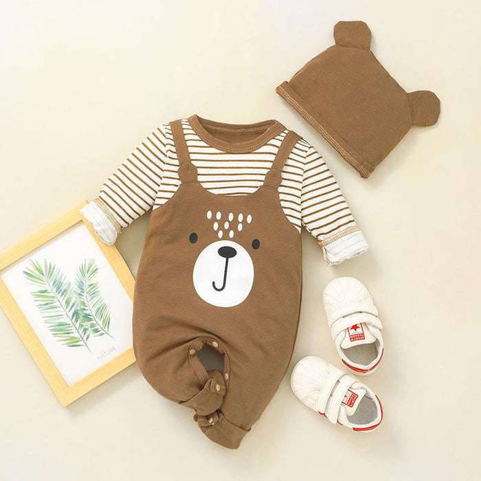 Baby Boy Striped Bear Jumpsuit