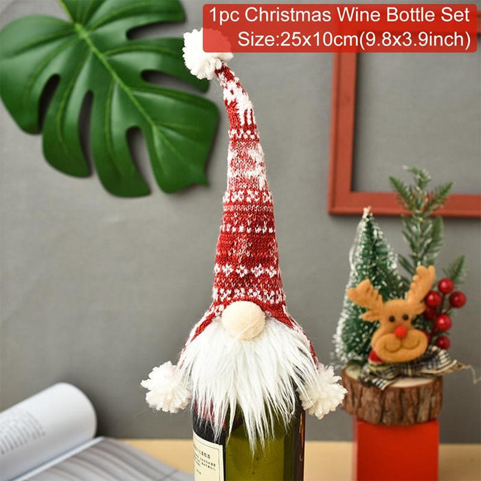 Christmas Decorations For Home Santa Claus Wine Bottle Cover