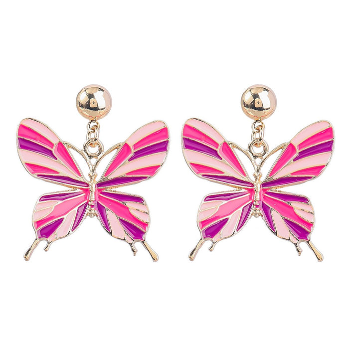 New Bohemian Style Butterfly Oil Dropping Earrings