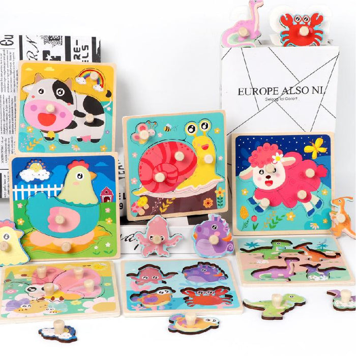 Wooden Children's Wooden Nail Hand Grab Board Jigsaw Puzzle Toy