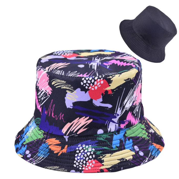 Graffiti Printed Fisherman Hat Hip Hop Sun-shading Hat Wear On Both Sides