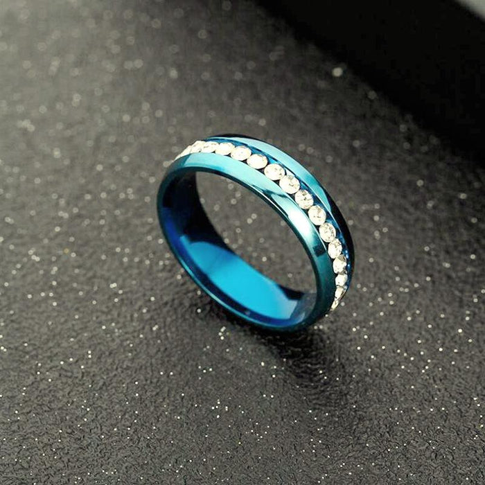 Titanium Steel Single Row Diamond Ring