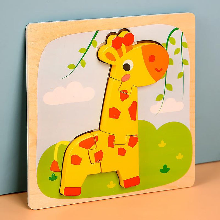 Wooden children cartoon three-dimensional jigsaw puzzle early education toy