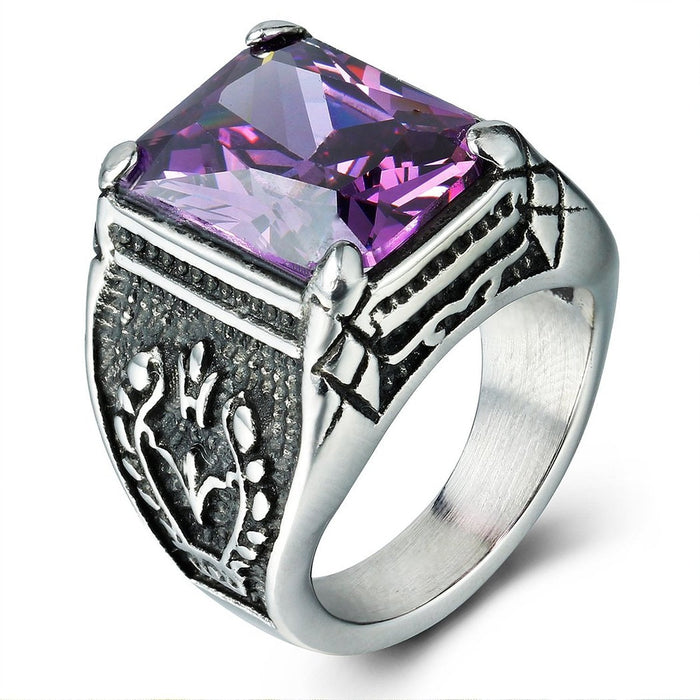 Fashon Jewelry Purple Zircon Anqutie Silver colour Rings