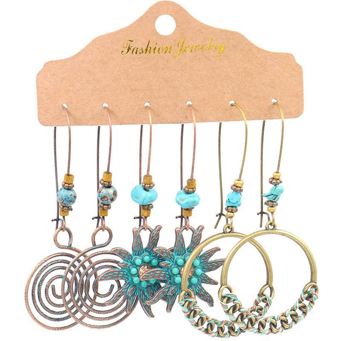 3 pairs/set Earrings Bohemian Style Jewelry X0X36205