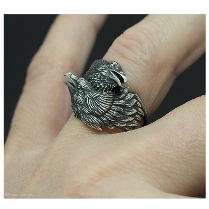 Vintage Creative Personality Two Crow Rings