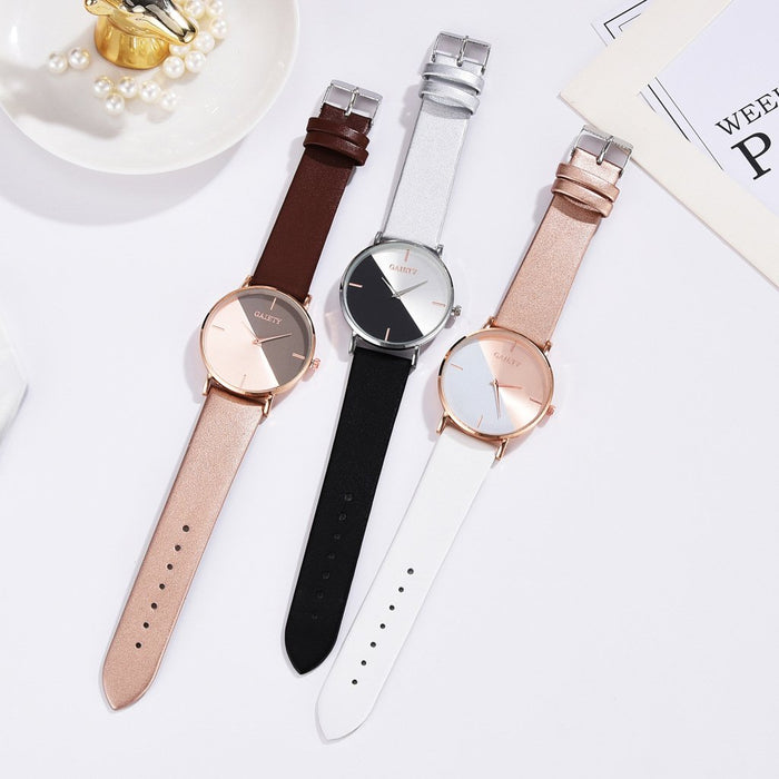 Ladies Two-color Simple Watch Versatile Personality Quartz Watch