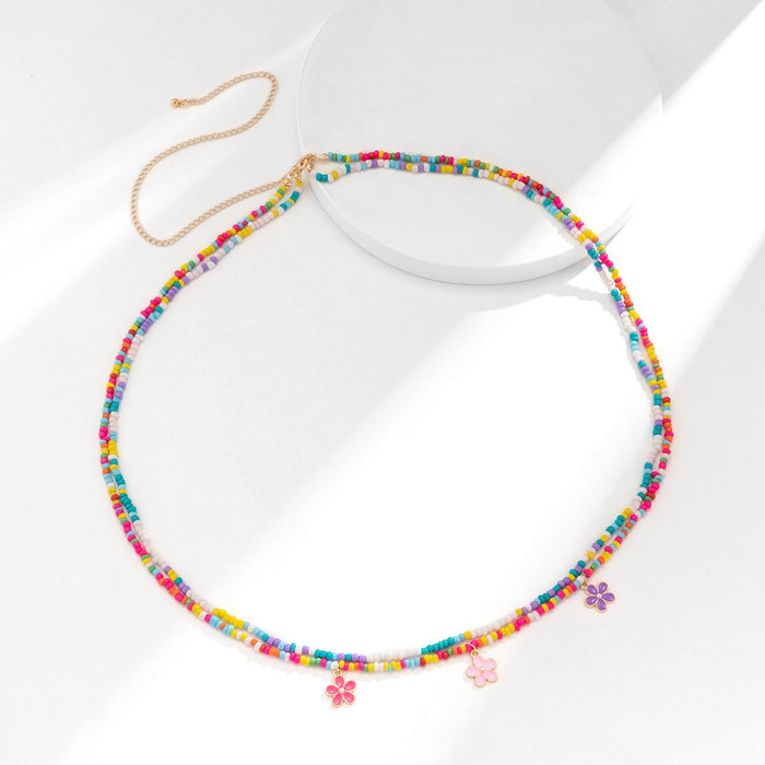 colourful Beaded Waist Chain Geometric Stretch Body Chain