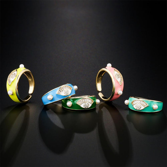 coloured Drip Zircon Statement Open Ring