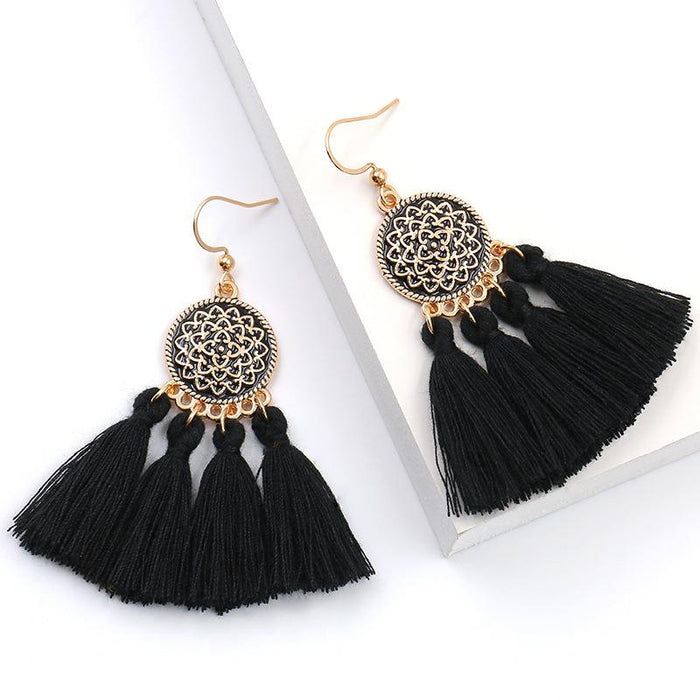 Boho Chic Brilliant Multicoloured Tassel Earrings