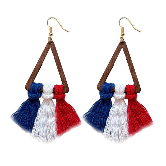 Women's Tricolour Braided Tassel Earrings