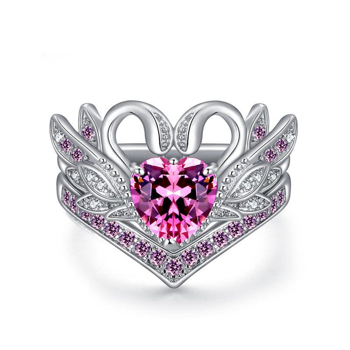 Fashion Women Heart  Zircon Couple Rings