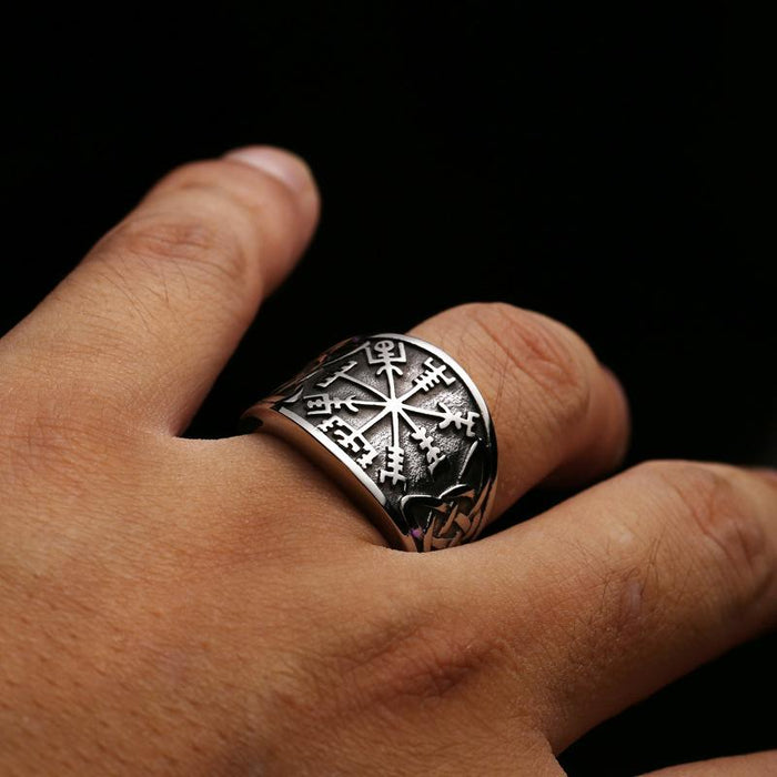 New Vintage Viking Rune Stainless Steel Ring Men's Trend Titanium Steel Ring Jewelry