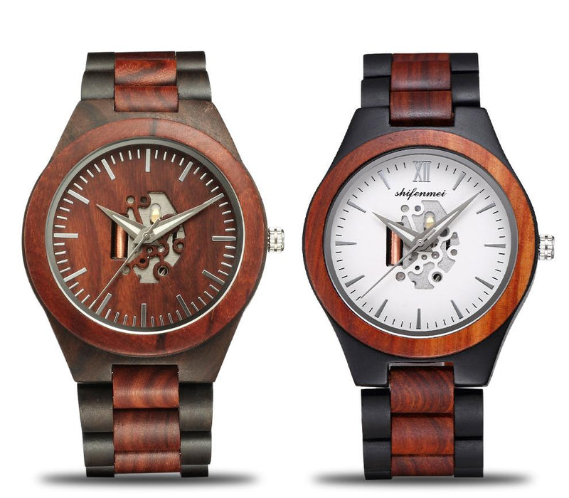 New Men's Hollow Wooden Watch Wooden Quartz Watch