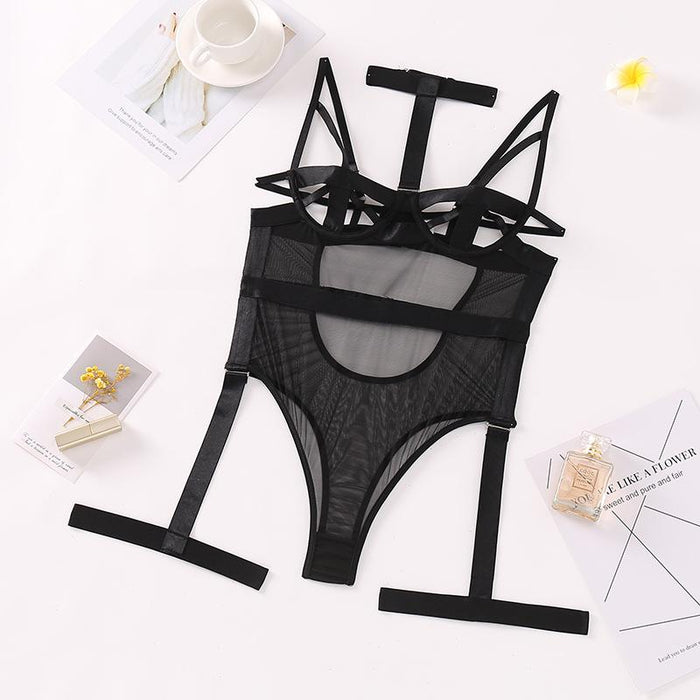 Women's Sexy Mesh Hollow One-piece Lingerie Bodysuit