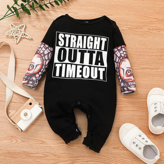 Baby Tattoo Pattern Long Sleeve Bodysuit