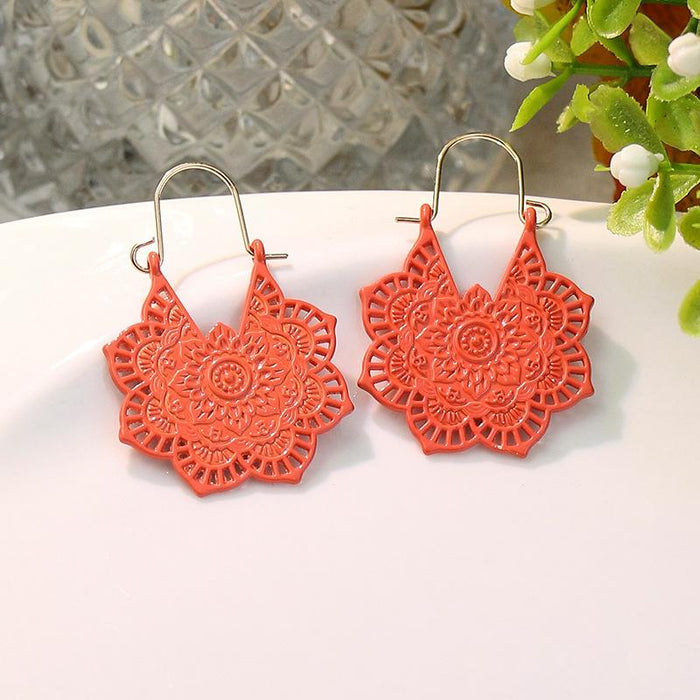 Simple Color Rose Candy Color Geometric U-shaped Earrings Female