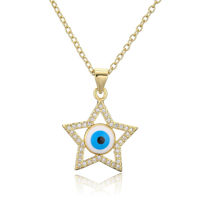 Women's Jewelry Dripping Oil Magic Eye Pendant Gold Color Necklace