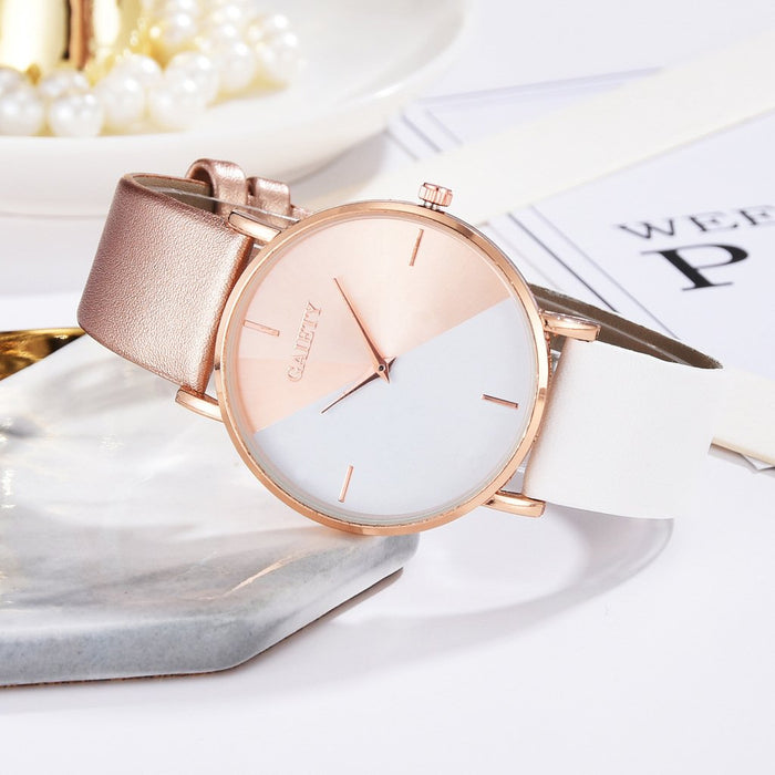 Ladies Two-color Simple Watch Versatile Personality Quartz Watch