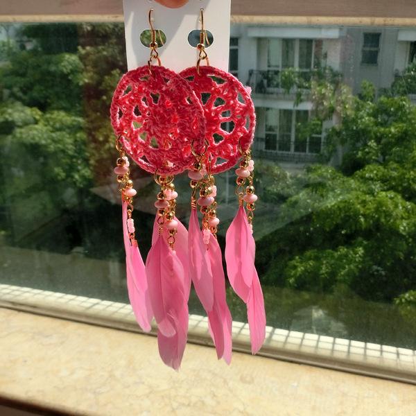 National Style Hand for Dream Catching Feather Earrings