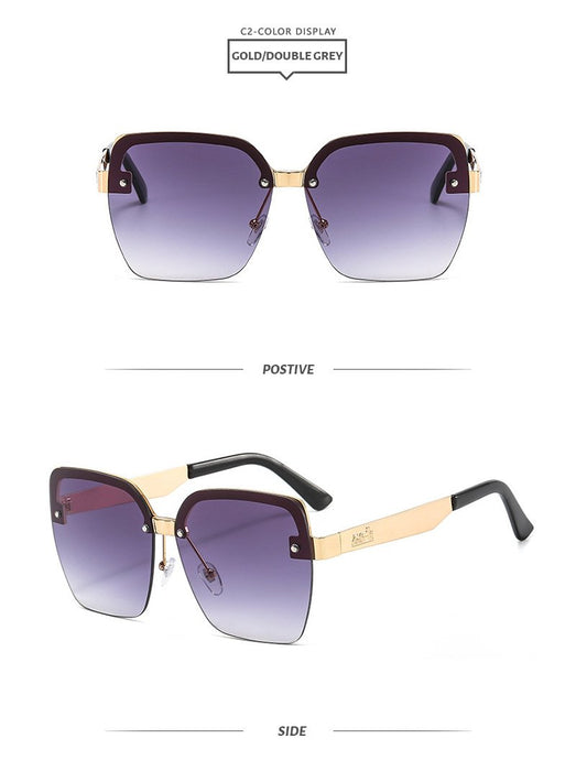 Metal ocean color half frame sunglasses