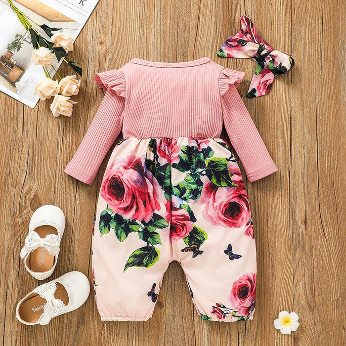 Baby Girls Printed Pink Jumpsuit