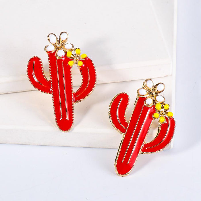 New Print Creative Cactus Fashion Female Earrings Accessories