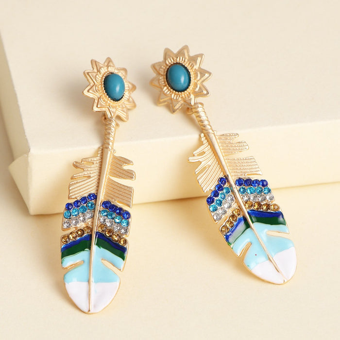 New Female National Style Feather Earrings Accessories