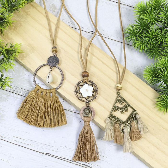 3pcs/set Bohemian Handmade Tassel Pendant Necklace