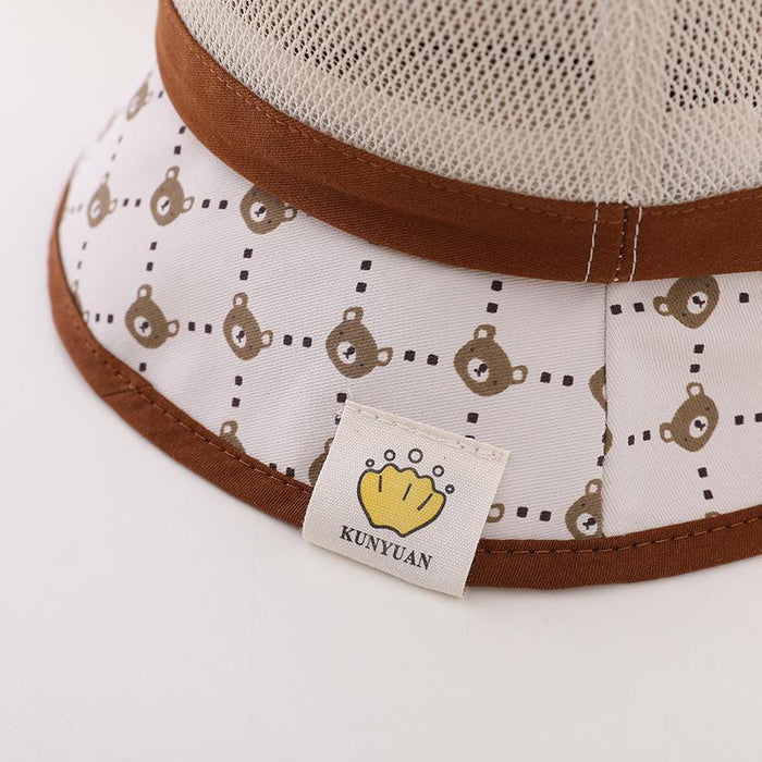 Summer Sunshade Wired Bear Print Children's Mesh Hat