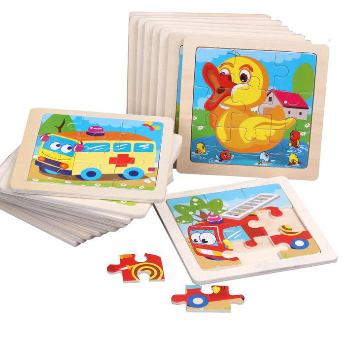 Wooden Children Cartoon Early Education Puzzle Toy