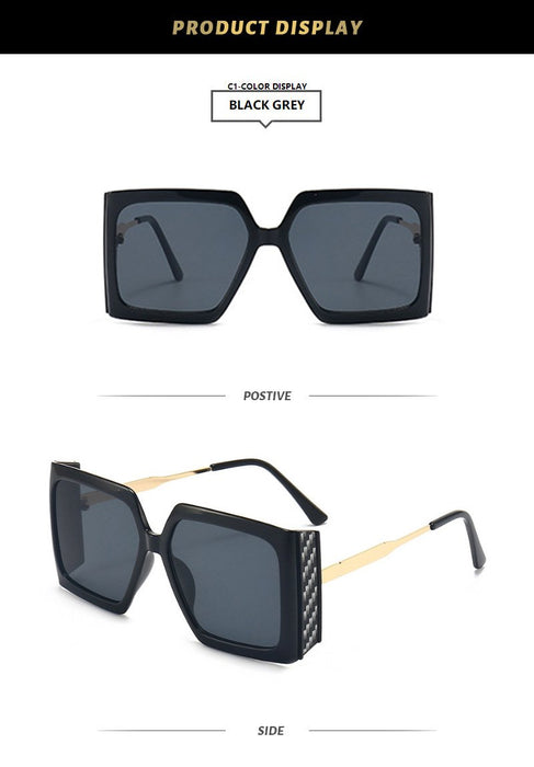 Square large frame Sequin light luxury Sunglasses