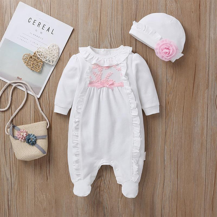 Female Newborn Cute Baby Jumpsuit With Hat