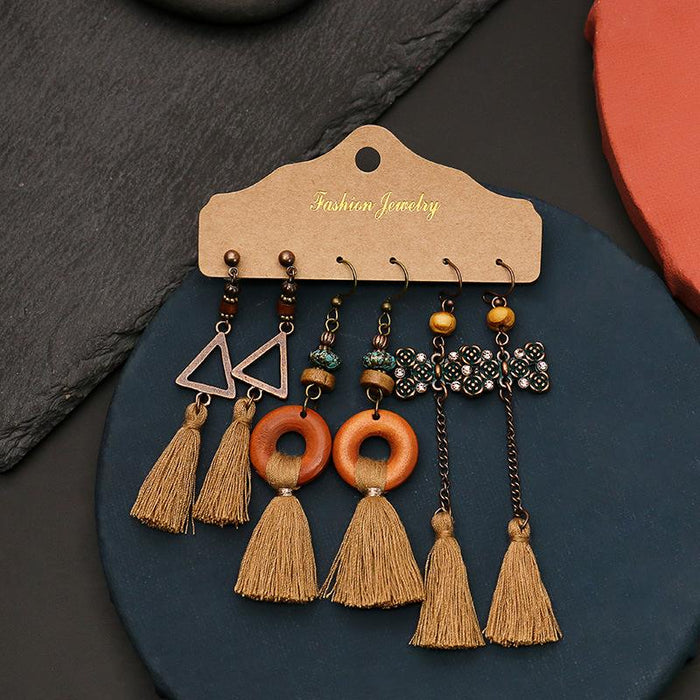 Geometric Bohemian National Style Fashion Big Circle Tassel Earrings