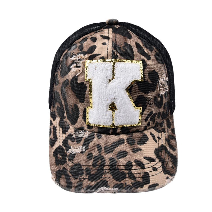 26 Letters Leopard Print Baseball Cap