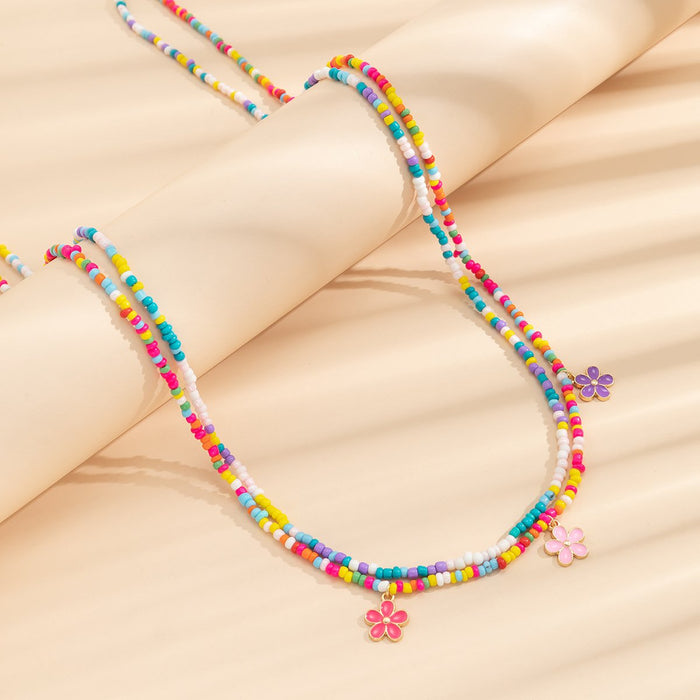 colourful Beaded Waist Chain Geometric Stretch Body Chain