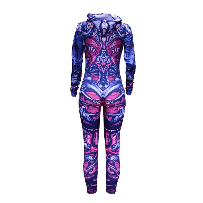 Women's New Printed Halloween Skull Costume Horror Zombie Jumpsuit Uniform