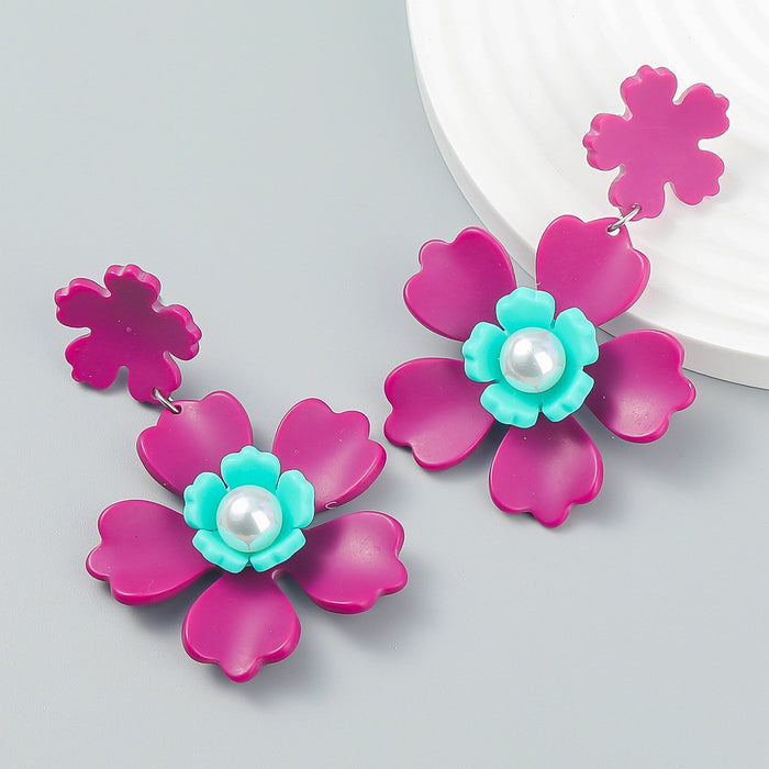 Boho Exaggerated Floral Layered Earrings