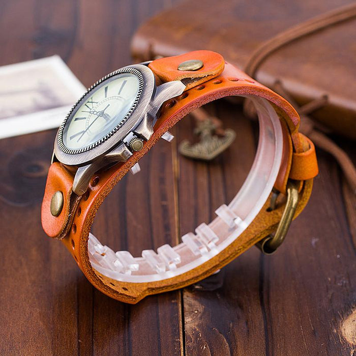 Popular Genuine Cowhide Watch Retro Roman Literal Wristwatch Sports Quartz