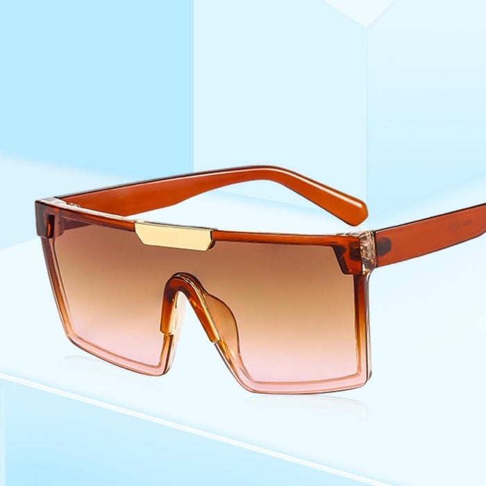 Square large frame one piece contrast Sunglasses