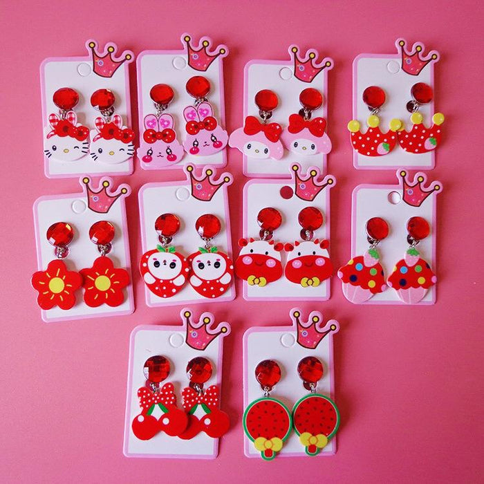 Children's Day Gift Ear Clip Cute Cartoon Earrings Versatile Pierced Earrings