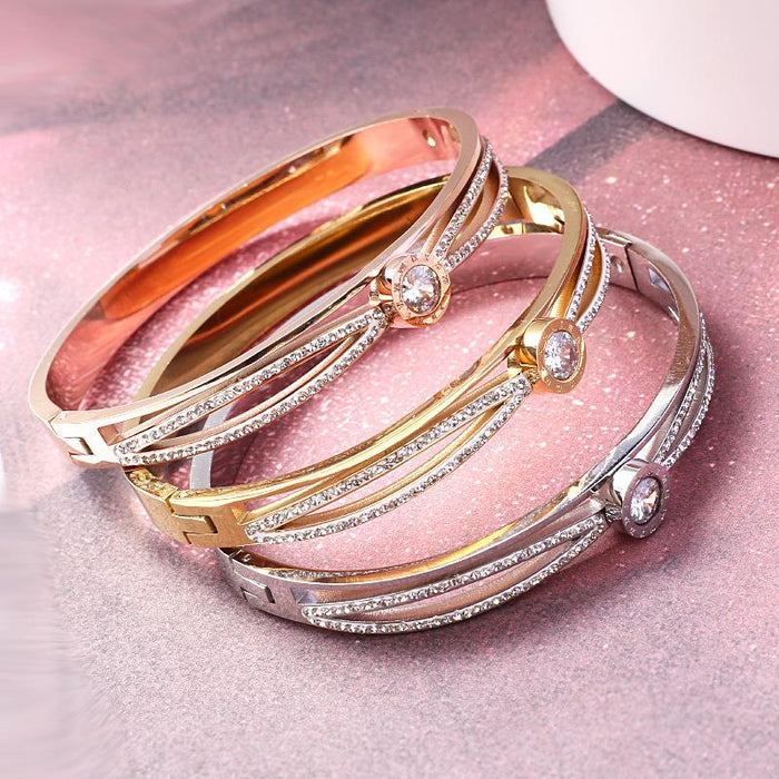 New Fashion Versatile Tricolor Stainless Steel Bracelet Bangle