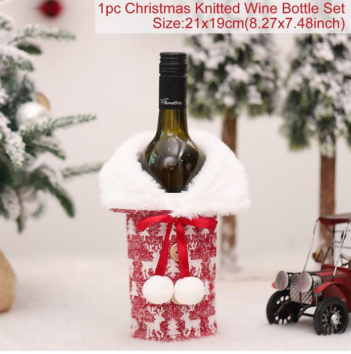 Christmas Decorations For Home Santa Claus Wine Bottle Cover