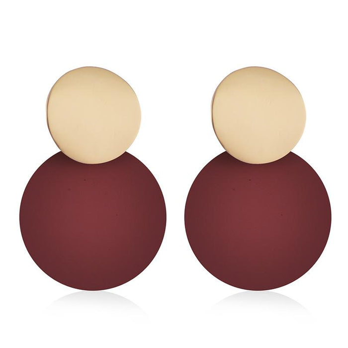 Asymmetric Size Round Metal Earrings