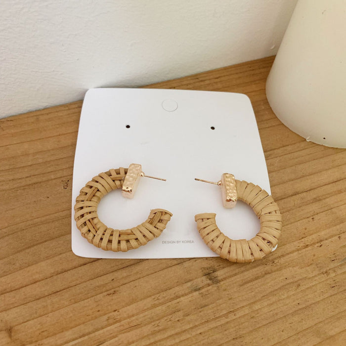 Bohemian Semicircle C-shaped Handmade Rattan Earrings