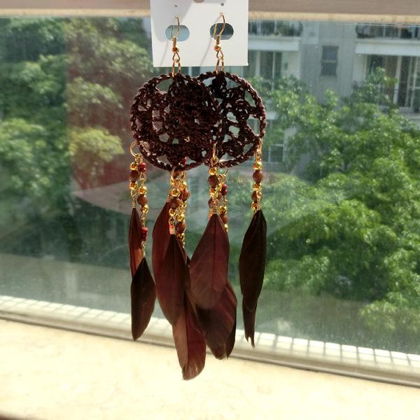 National Style Hand for Dream Catching Feather Earrings