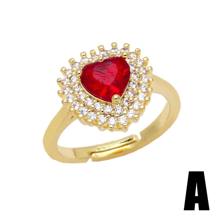 Light Luxury, High-quality, Full Diamond Zircon Heart-shaped Ring