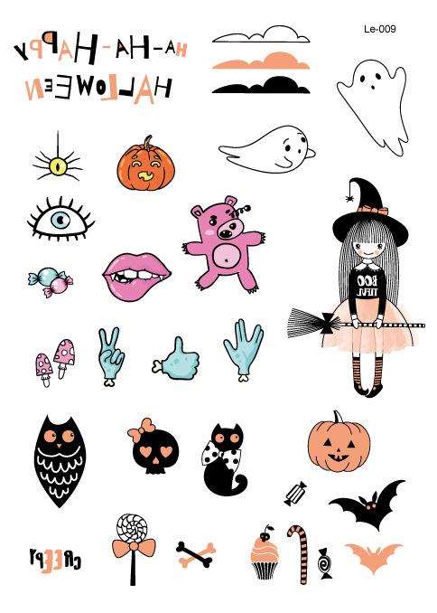 Multi-style Halloween Luminous Waterproof Disposable Funny Tattoo Stickers